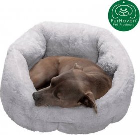 FurHaven Luxury Faux Fur Self-Warming Hi-Lo Donut Cat & Dog Bed