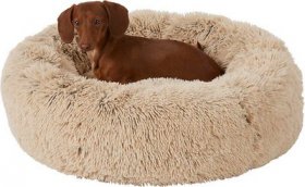 Bundle: Frisco Eyelash Cat & Dog Bolster Bed + Blanket, Sand