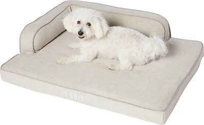 Frisco Faux Linen Corner Personalized Bolster Dog Bed w/Removable Cover, Light Gray, Large