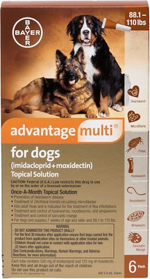Advantage Multi Topical Solution for Dogs, 88.1-110 lbs, (Brown Box)