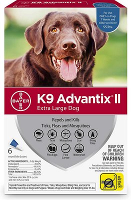 Bundle: K9 Advantix II Flea & Tick Spot Treatment, over 55-lbs + Bayer Tapeworm Dog De-Wormer