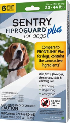 Sentry Fiproguard Plus Squeeze-On Flea & Tick Treatment For Dogs, 23 - 44lbs