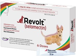 Revolt Topical Solution for Dogs, 20.1-40 lbs, (Maroon Box), 6 Doses (6-mos. supply)