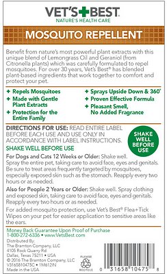 Vet's Best Natural Mosquito Repellent Spray for Dogs & Cats, 8-oz bottle